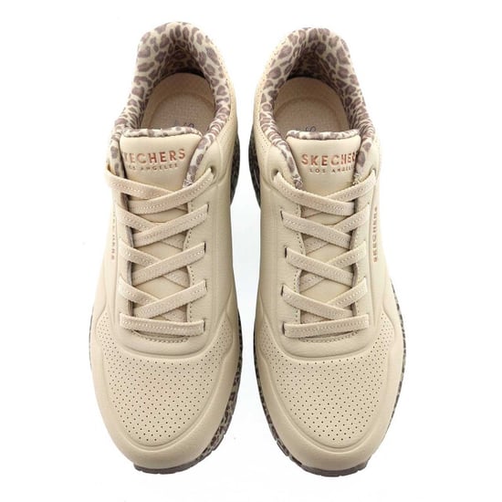 Skechers Uno Safari Time Polyurethan Damen Weiß/Leopard Sneakers - Image 3