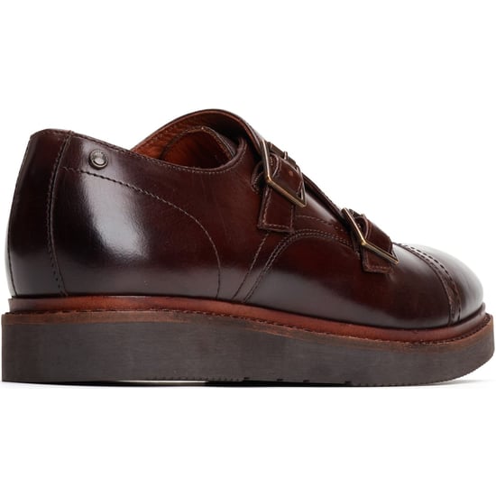 Base London Knight Leder Herren doppelte Monk Schuhe in verbranntem Braun - Image 2