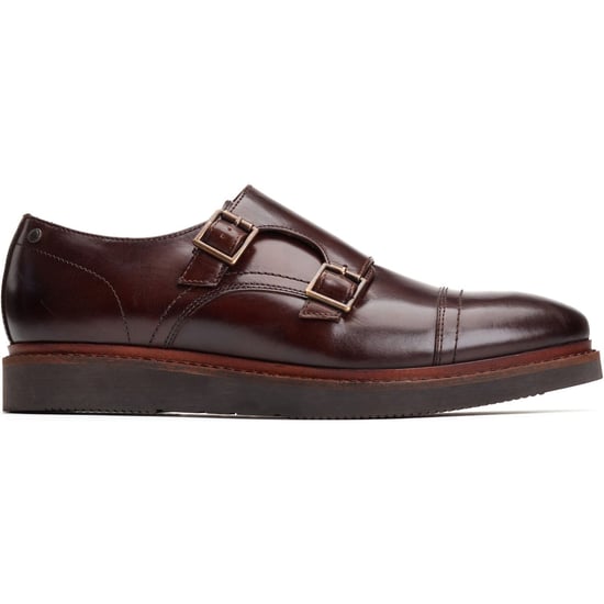 Base London Knight Leder Herren doppelte Monk Schuhe in verbranntem Braun - Image 5