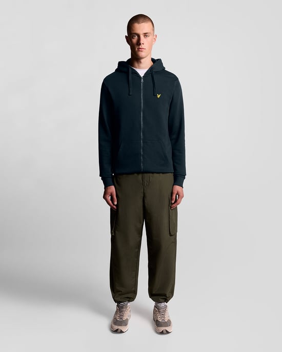 Lyle & Scott Loopback-Hoodie aus Baumwolle mit durchgehendem Reißverschluss – Marineblau - Image 2