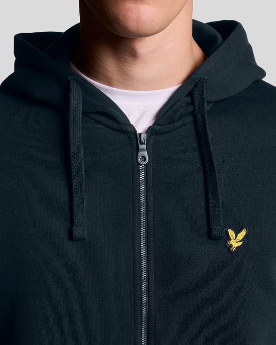 Lyle & Scott Loopback-Hoodie aus Baumwolle mit durchgehendem Reißverschluss – Marineblau - Image 3