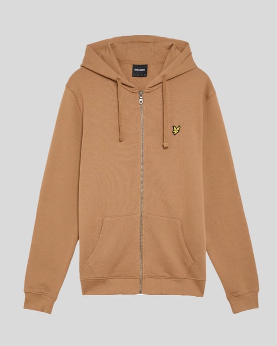 Lyle & Scott Loopback Baumwoll Vollzip Hoodie - Braun - Image 1