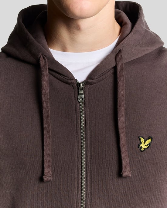 Lyle & Scott Loopback Baumwoll Full Zip Hoodie - Braun - Image 3