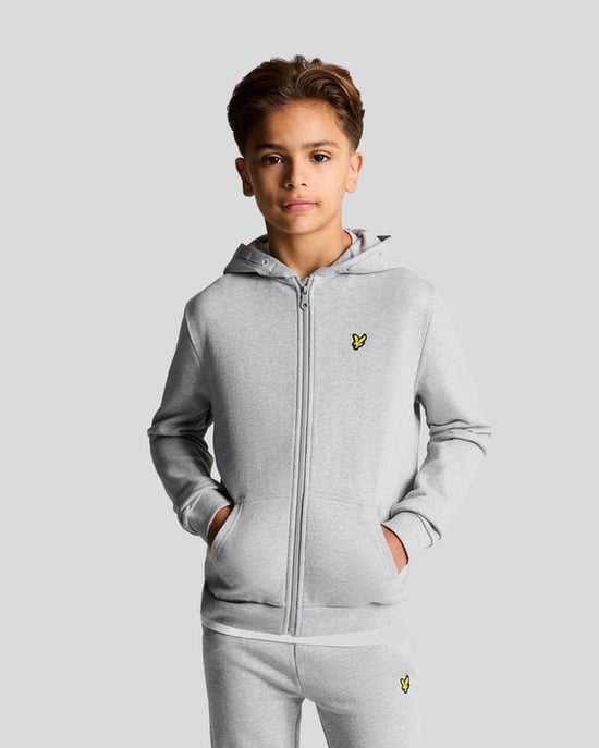 Lyle & Scott Jungen Loopback-Baumwoll-Kapuzenpullover mit durchgehendem Reißverschluss - Grau - Image 1
