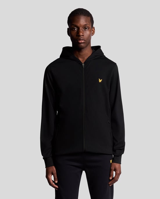Lyle & Scott Sports Leichter Kapuzenpullover mit Reißverschluss – Schwarz - Image 1