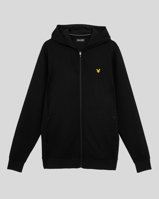 Lyle & Scott Sports Leichter Kapuzenpullover mit Reißverschluss – Schwarz - Image 5