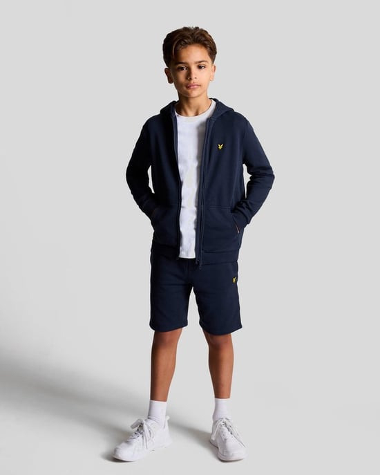 Lyle & Scott Jungen Loopback-Baumwoll-Kapuzenpullover mit durchgehendem Reißverschluss - Marineblau - Image 1