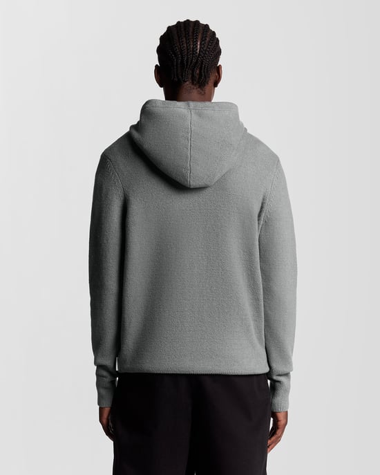 Lyle & Scott – Gestrickter Kapuzenpullover mit Schriftzug – Grau - Image 4