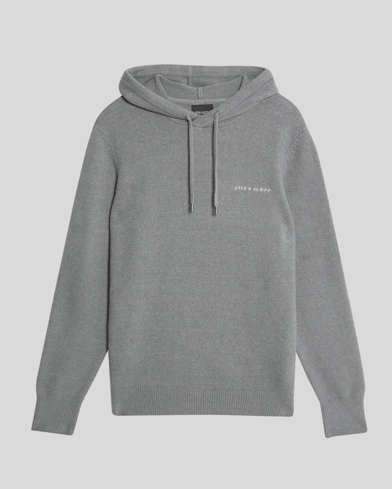 Lyle & Scott – Gestrickter Kapuzenpullover mit Schriftzug – Grau - Image 5