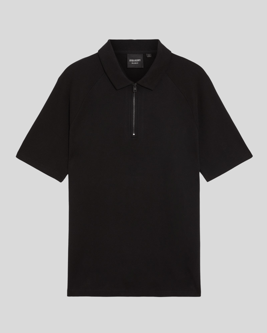 Lyle & Scott Interlock-Poloshirt mit Reißverschluss – Schwarz - Image 5