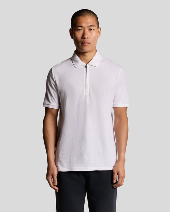 Lyle & Scott Ottoman Poloshirt mit halbem Reißverschluss – Weiß - Image 1