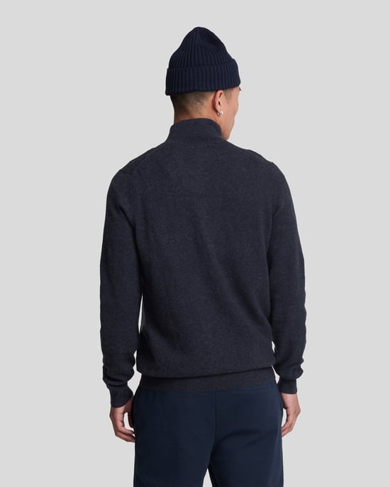 Lyle & Scott Strickjacke aus Lammwollmischung mit Reißverschluss – Marineblau - Image 3