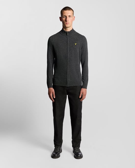 Lyle & Scott Strickjacke aus Lammwollmischung mit Reißverschluss - Grau - Image 2