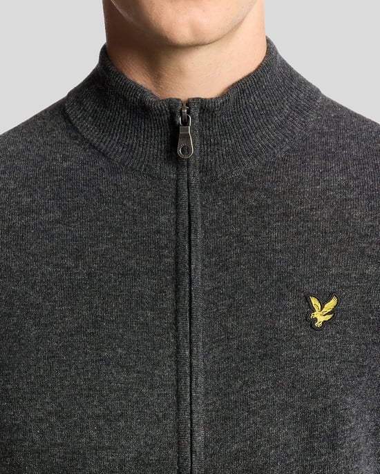 Lyle & Scott Strickjacke aus Lammwollmischung mit Reißverschluss - Grau - Image 3