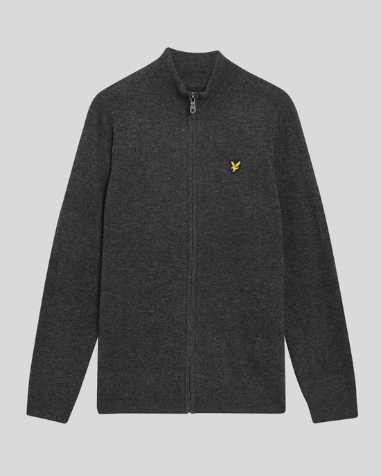 Lyle & Scott Strickjacke aus Lammwollmischung mit Reißverschluss - Grau - Image 5