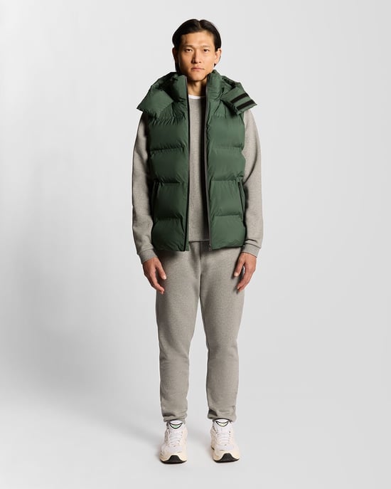 Lyle & Scott Schwere Steppweste mit Kapuze - Grün - Image 2
