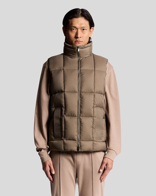 Lyle & Scott Square Cocoon Pufferweste - Braun - Image 1