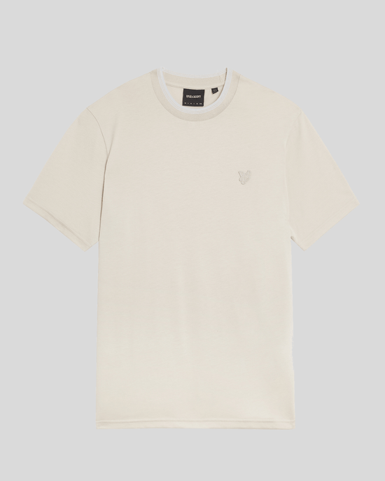 Lyle & Scott T-Shirt aus superfeiner Baumwolle mit Zierstreifen – Sand - Image 5