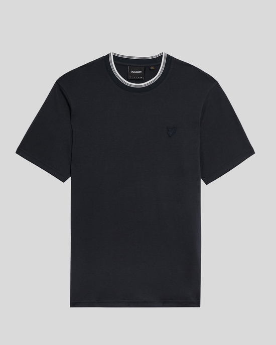 Lyle & Scott T-Shirt aus superfeiner Baumwolle mit Zierstreifen – Marineblau - Image 5