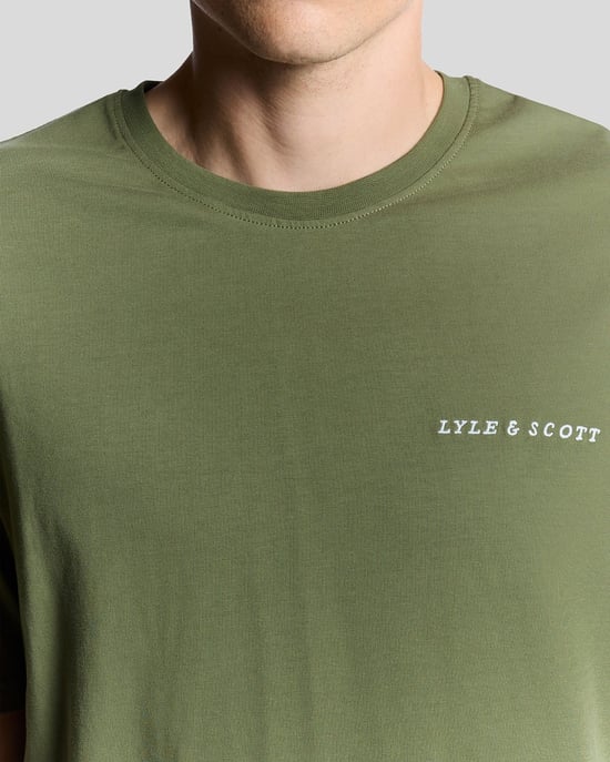 Lyle & Scott Schriftlogo Baumwoll Rundhals-T-Shirt - Grün - Image 3