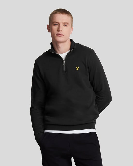 Lyle & Scott – Loopback-Sweatshirt aus Baumwolle mit 1/4-Reißverschluss – Schwarz - Image 1