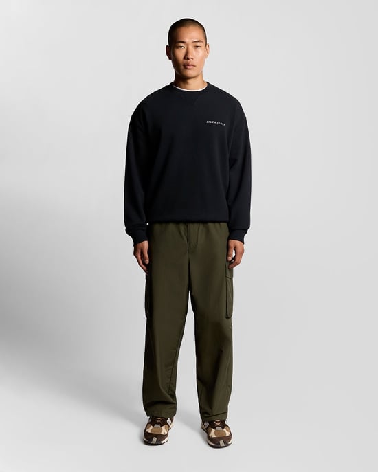 Lyle & Scott – Fleece-Sweatshirt mit Brushback-Schriftzug – Marineblau - Image 2