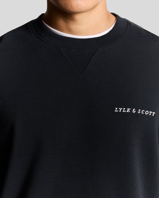 Lyle & Scott – Fleece-Sweatshirt mit Brushback-Schriftzug – Marineblau - Image 3