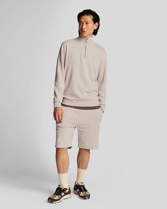 Lyle & Scott Sweatshirt aus superfeiner Baumwolle mit 1/4-Reißverschluss – Sand - Image 2