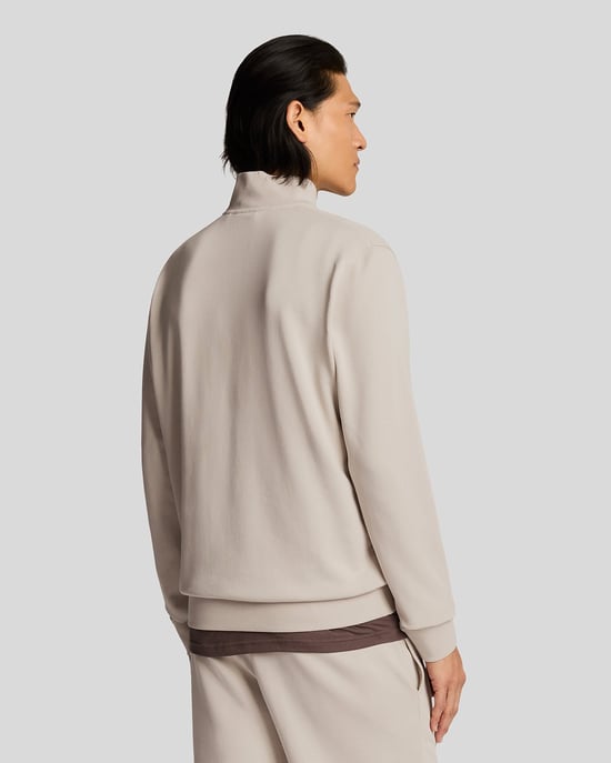 Lyle & Scott Sweatshirt aus superfeiner Baumwolle mit 1/4-Reißverschluss – Sand - Image 3