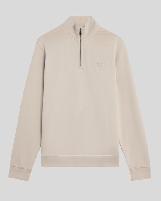 Lyle & Scott Sweatshirt aus superfeiner Baumwolle mit 1/4-Reißverschluss – Sand - Image 5