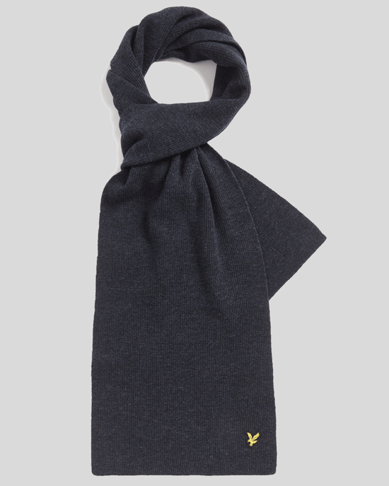 Lyle & Scott Gerippter Schal aus Lammwollmischung - Marineblau - Image 1
