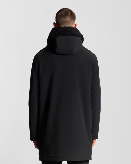 Lyle & Scott Schwerer Parka mit Kragen aus Kunstlammfell - Schwarz - Image 4