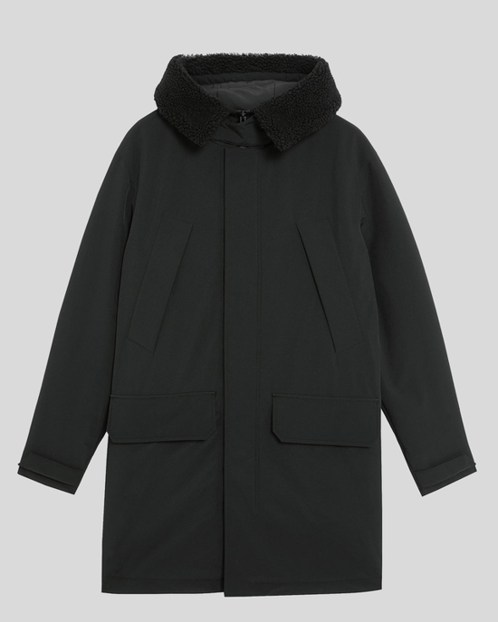 Lyle & Scott Schwerer Parka mit Kragen aus Kunstlammfell - Schwarz - Image 5