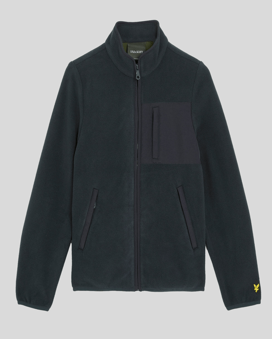 Lyle & Scott Polarfleecejacke mit Nylonbesatz für Jungen – Marineblau - Image 1