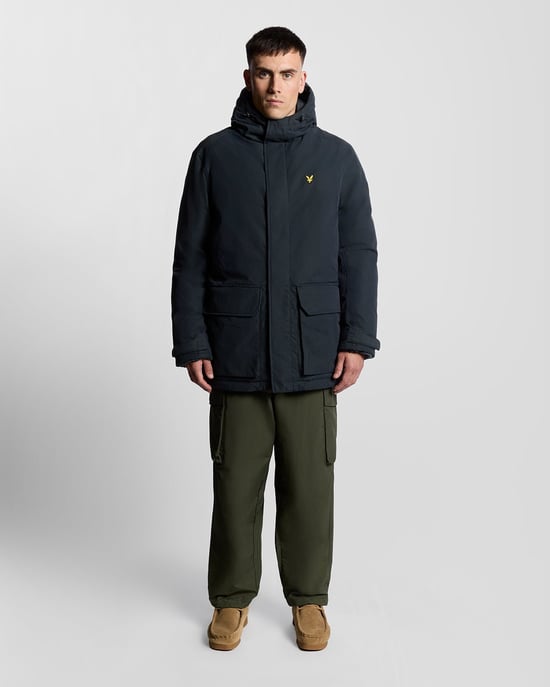Lyle & Scott Schwerer Parka mit Kapuze – Marineblau - Image 2
