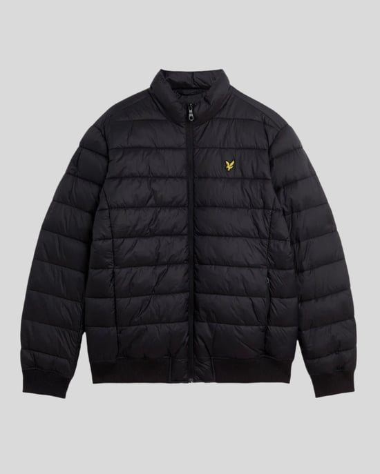 Lyle & Scott wattierte tiefschwarze Jacke mit Trichterkragen - Image 5