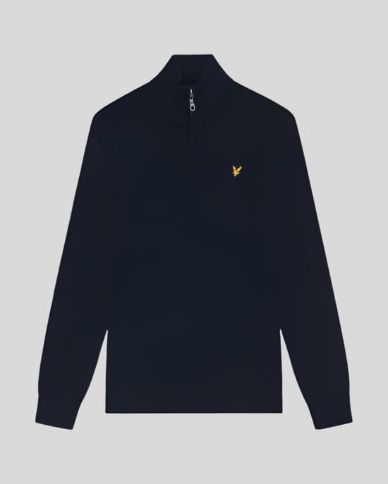 Lyle & Scott Pullover aus Merinowolle mit 1/4-Reißverschluss – Marineblau - Image 1