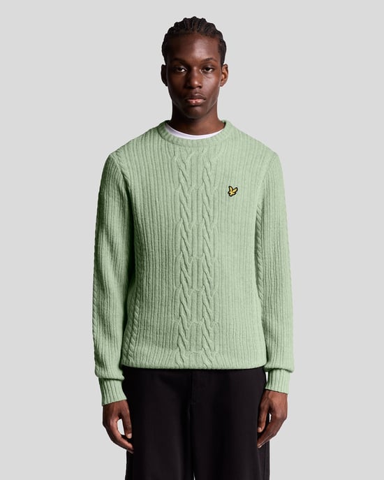Lyle & Scott Gerippter Zopfmusterpullover - Blau - Image 1