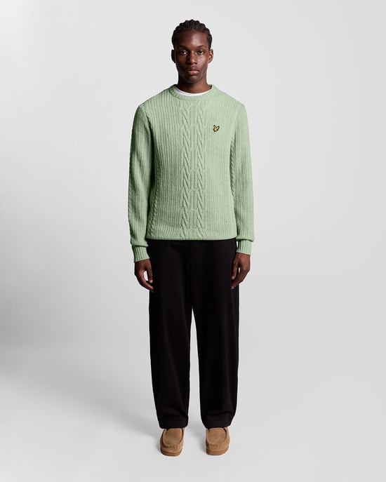 Lyle & Scott Gerippter Zopfmusterpullover - Blau - Image 2