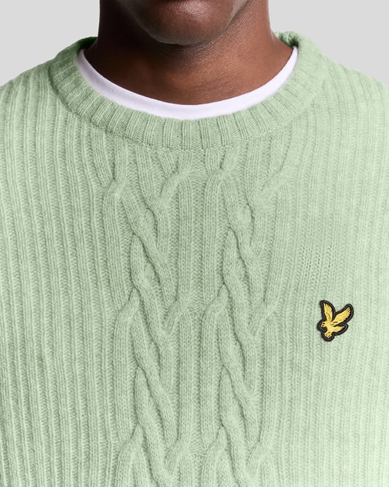 Lyle & Scott Gerippter Zopfmusterpullover - Blau - Image 3