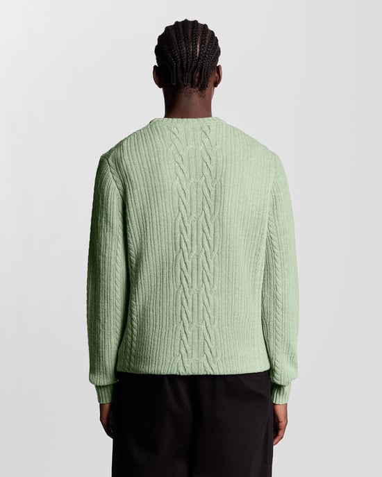 Lyle & Scott Gerippter Zopfmusterpullover - Blau - Image 4