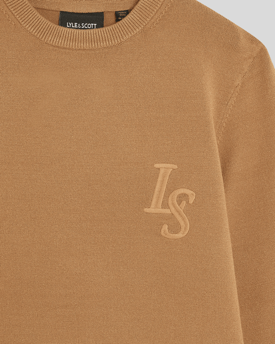 Lyle & Scott Jungen L&S Monogram Rundhalspullover - Braun - Image 3