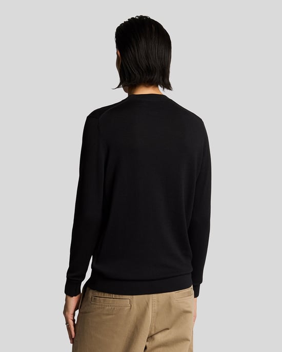 Lyle & Scott – Rundhalspullover aus superfeiner Baumwolle – Schwarz - Image 3