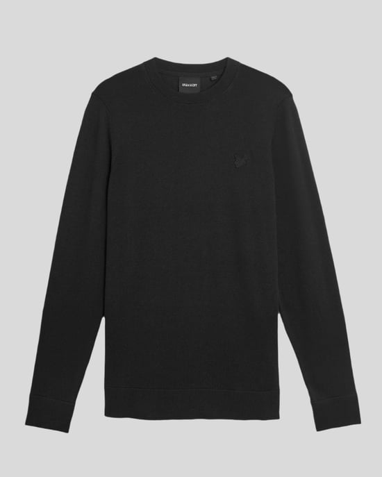 Lyle & Scott – Rundhalspullover aus superfeiner Baumwolle – Schwarz - Image 5