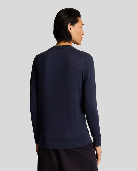 Lyle & Scott Rundhalspullover aus superfeiner Baumwolle – Marineblau - Image 3