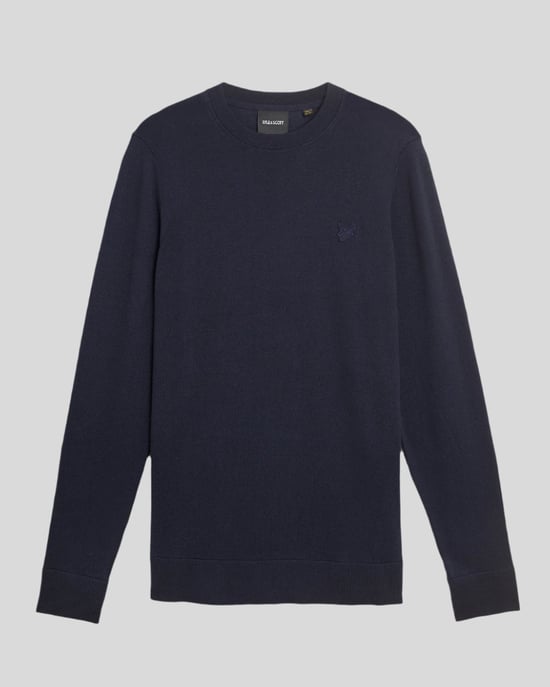 Lyle & Scott Rundhalspullover aus superfeiner Baumwolle – Marineblau - Image 5