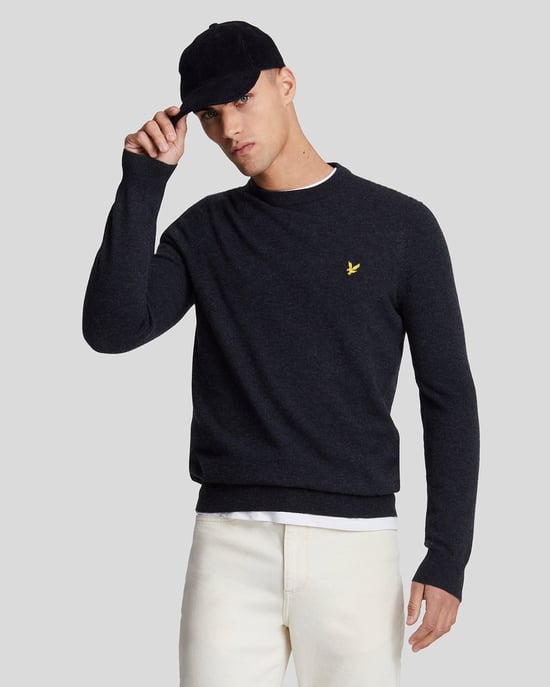Lyle & Scott – Rundhalspullover aus Lammwollmischung – Marineblau - Image 1