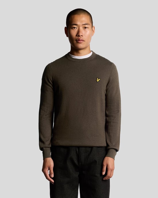 Lyle & Scott Baumwoll-Merino Rundhals-Pullover - Braun - Image 1
