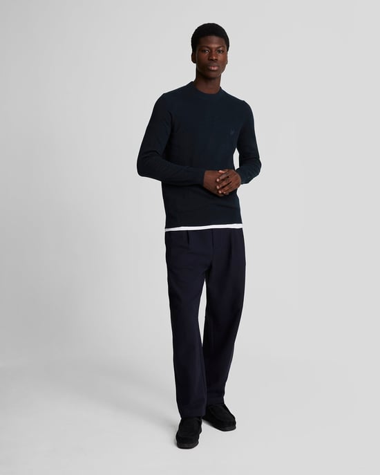 Lyle & Scott – Rundhalspullover aus Lammwolle – Marineblau - Image 2