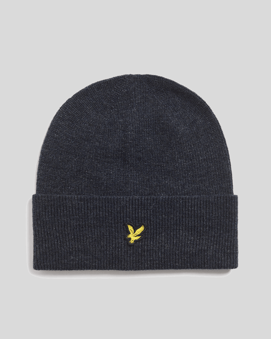 Lyle & Scott Beanie aus Lammwollmischung - Marineblau - Image 1